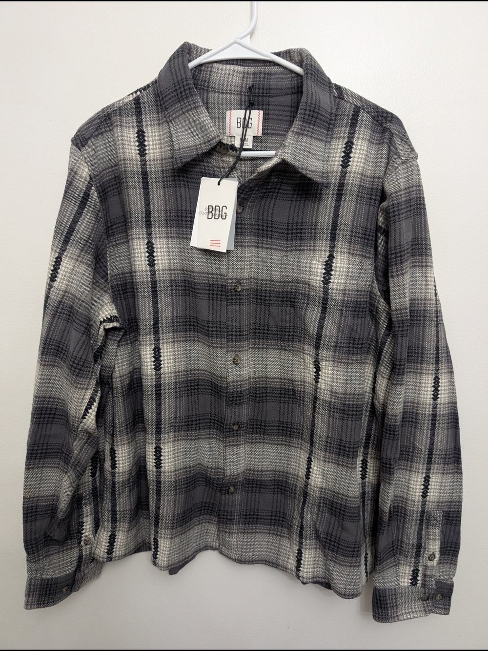 BDG Urban Outfitters Men's Gray Plaid Button-Up Shirt Medium NWT